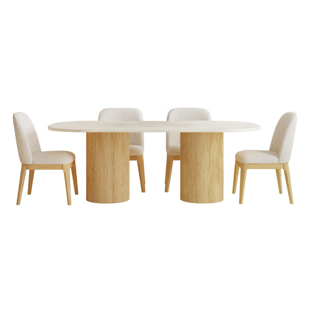 Picket House Furnishings - Sutton  5PC Standard Height Dining Set in Natural-Oval Table and Four Chairs - D-16000-6-DT-5PC view 1