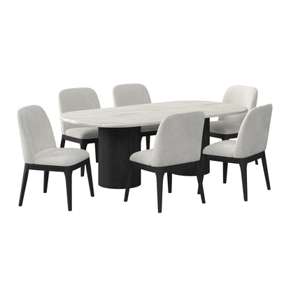 Picket House Furnishings - Sutton  7PC Standard Height Dining Set in Black with Grain-Oval Table and Six Chairs - D-16000-8W-DT-7PC view 1