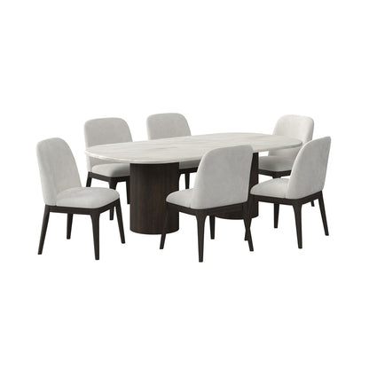 Picket House Furnishings - Sutton  7PC Standard Height Dining Set in Dark Brown-Oval Table and Six Chairs - D-16000-5-DT-7PC view 1