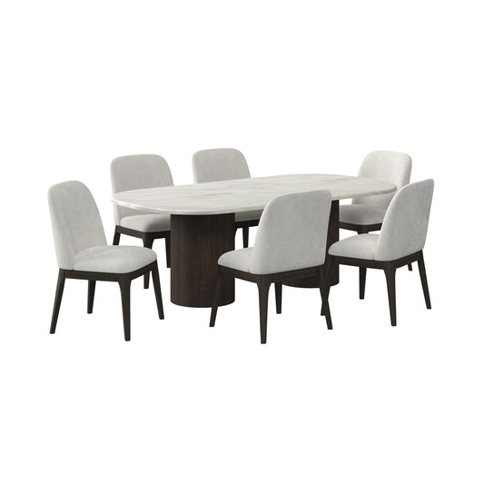 Picket House Furnishings - Sutton  7PC Standard Height Dining Set in Dark Brown-Oval Table and Six Chairs - D-16000-5-DT-7PC view 1