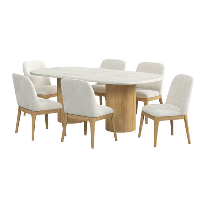 Picket House Furnishings - Sutton  7PC Standard Height Dining Set in Natural-Oval Table and Six Chairs - D-16000-6-DT-7PC view 1