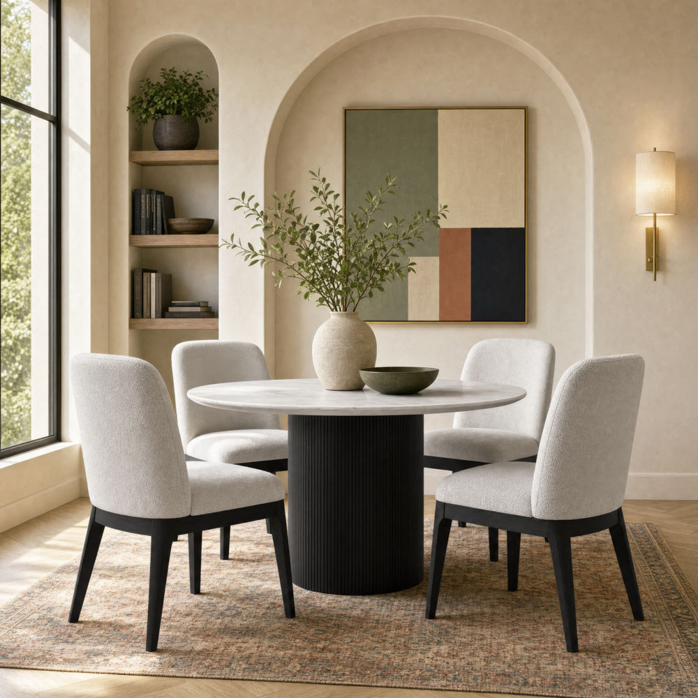 Picket House Furnishings - Sutton  Dining Side Chair with White Fabric in Black with Grain Set of 2 - D-16000-8W-SC view 6
