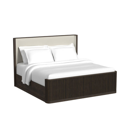 Picket House Furnishings - Sutton King UPH 3PC Bedroom Set with White Fabric in Dark Brown - B-16000-5-KUB-3PC view 3