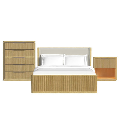 Picket House Furnishings -  Sutton King UPH 3PC Bedroom Set with White Fabric in Natural - B-16000-6-KUB-3PC view 1