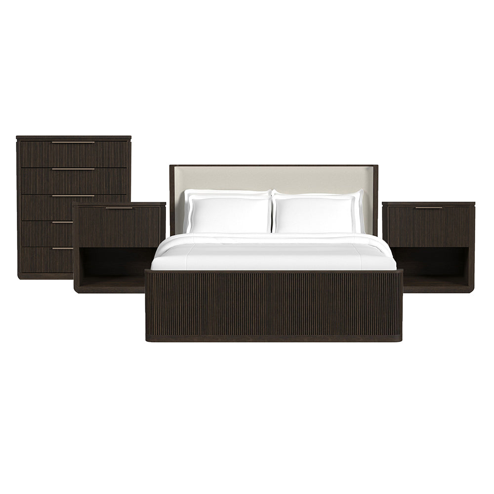 Picket House Furnishings - Sutton King Uph 4PC Bedroom Set in Dark Brown - B-16000-5-KUB-NSCH view 1