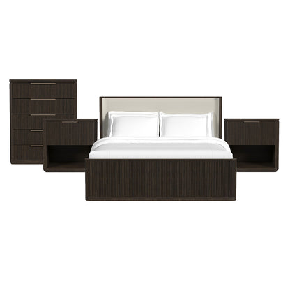 Picket House Furnishings - Sutton King Uph 4PC Bedroom Set in Dark Brown - B-16000-5-KUB-NSCH view 1