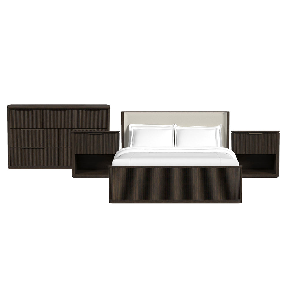 Picket House Furnishings - Sutton King Uph 4PC Bedroom Set in Dark Brown - B-16000-5-KUB-NSDR view 1