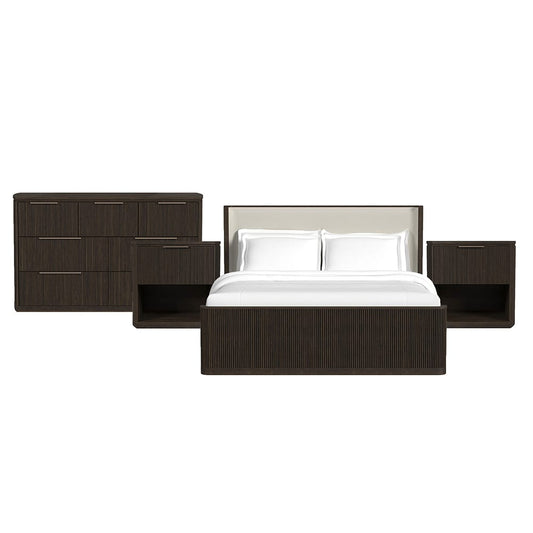 Picket House Furnishings - Sutton King Uph 4PC Bedroom Set in Dark Brown - B-16000-5-KUB-NSDR view 1