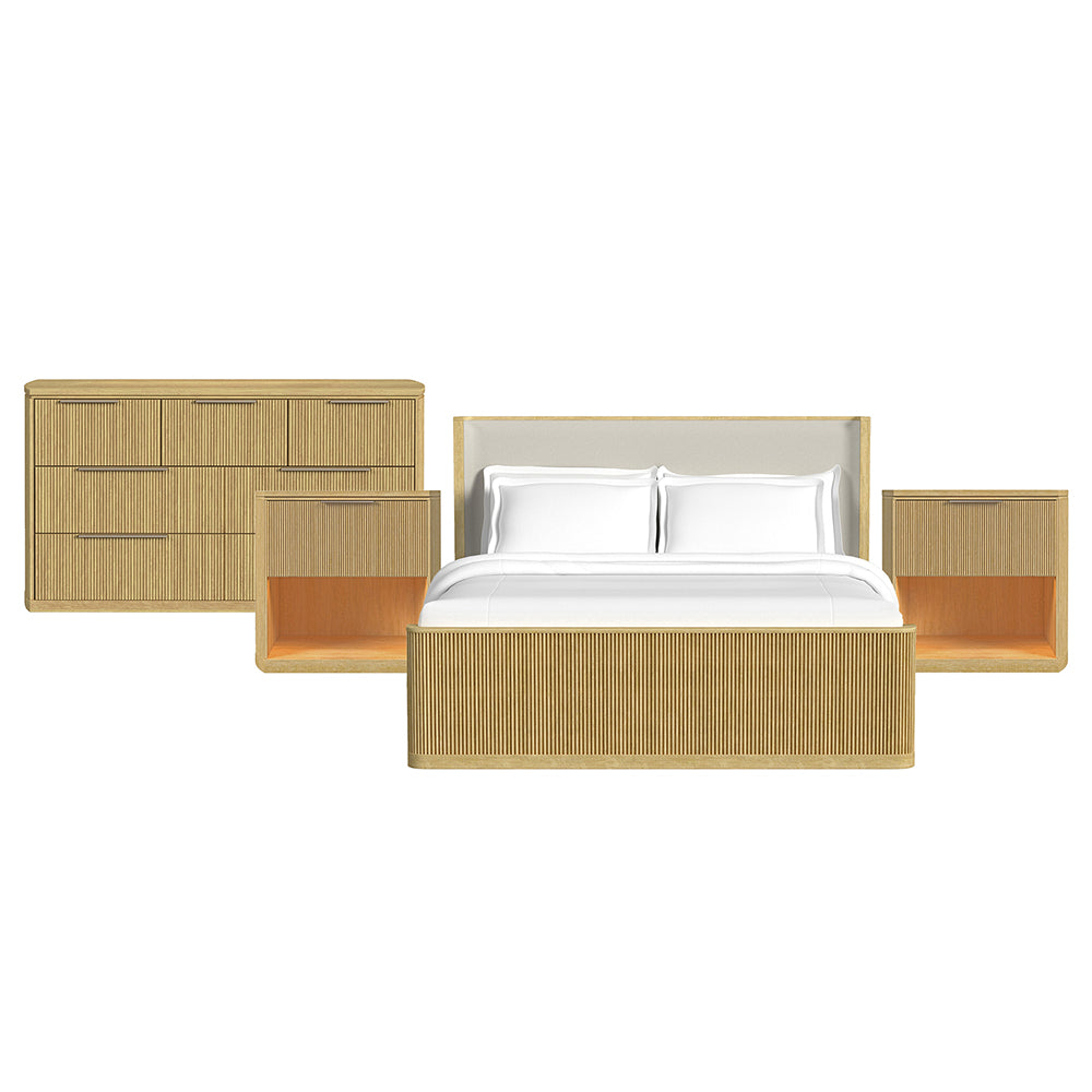 Picket House Furnishings - Sutton King Uph 4PC Bedroom Set in Natural - B-16000-6-KUB-NSDR view 1