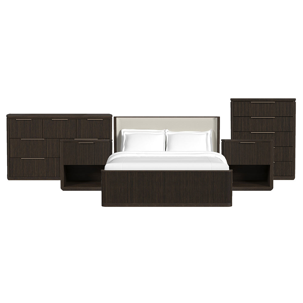 Picket House Furnishings - Sutton King Uph 5PC Bedroom Set in Dark Brown - B-16000-5-KUB-NSDRC view 1