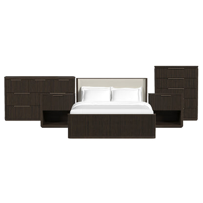 Picket House Furnishings - Sutton King Uph 5PC Bedroom Set in Dark Brown - B-16000-5-KUB-NSDRC view 1