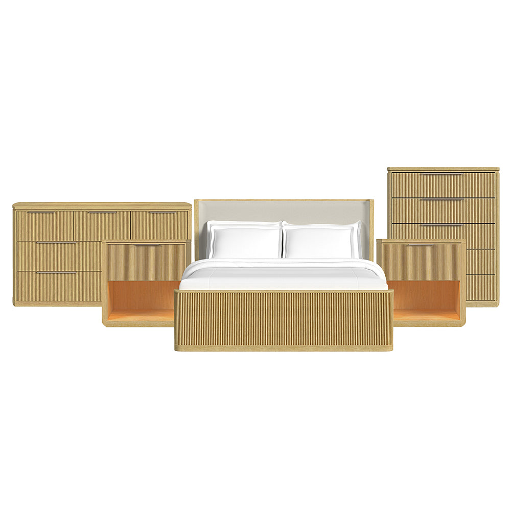 Picket House Furnishings - Sutton King Uph 5PC Bedroom Set in Natural - B-16000-6-KUB-NSDRC view 1