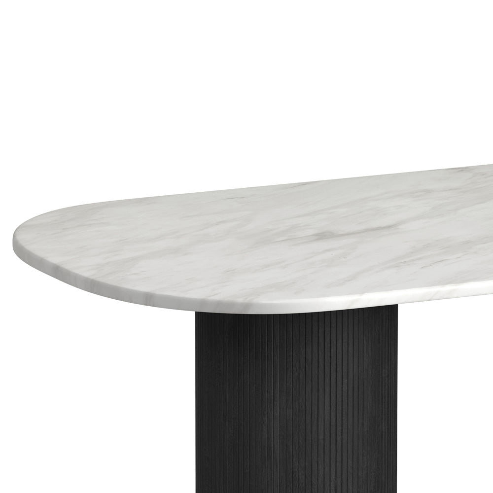 Picket House Furnishings - Sutton  Oval Dining Table with White Faux Marble Top in Black with Grain - D-16000-8W-DT view 4