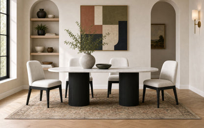 Picket House Furnishings - Sutton  Oval Dining Table with White Faux Marble Top in Black with Grain - D-16000-8W-DT view 6