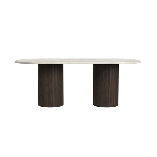 Picket House Furnishings - Sutton  Oval Dining Table with White Faux Marble Top in Dark Brown - D-16000-5-DT view 2