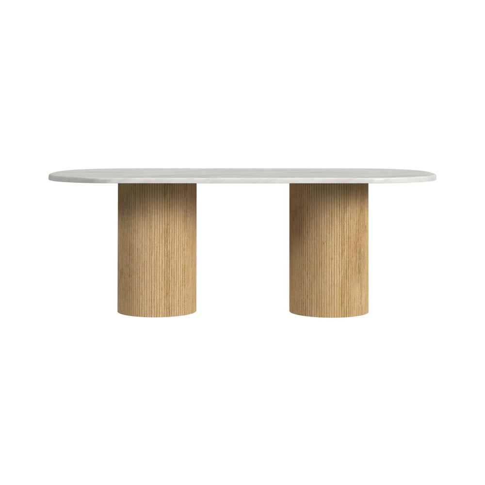 Picket House Furnishings - Sutton  Oval Dining Table with White Faux Marble Top in Natural - D-16000-6-DT view 2