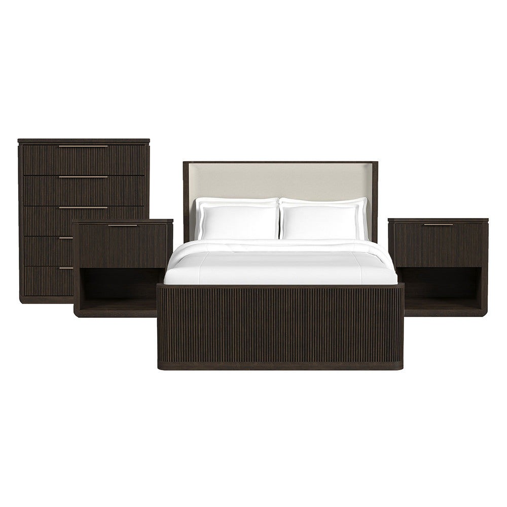 Picket House Furnishings - Sutton Queen Uph 4PC Bedroom Set in Dark Brown - B-16000-5-QUB-NSCH view 1