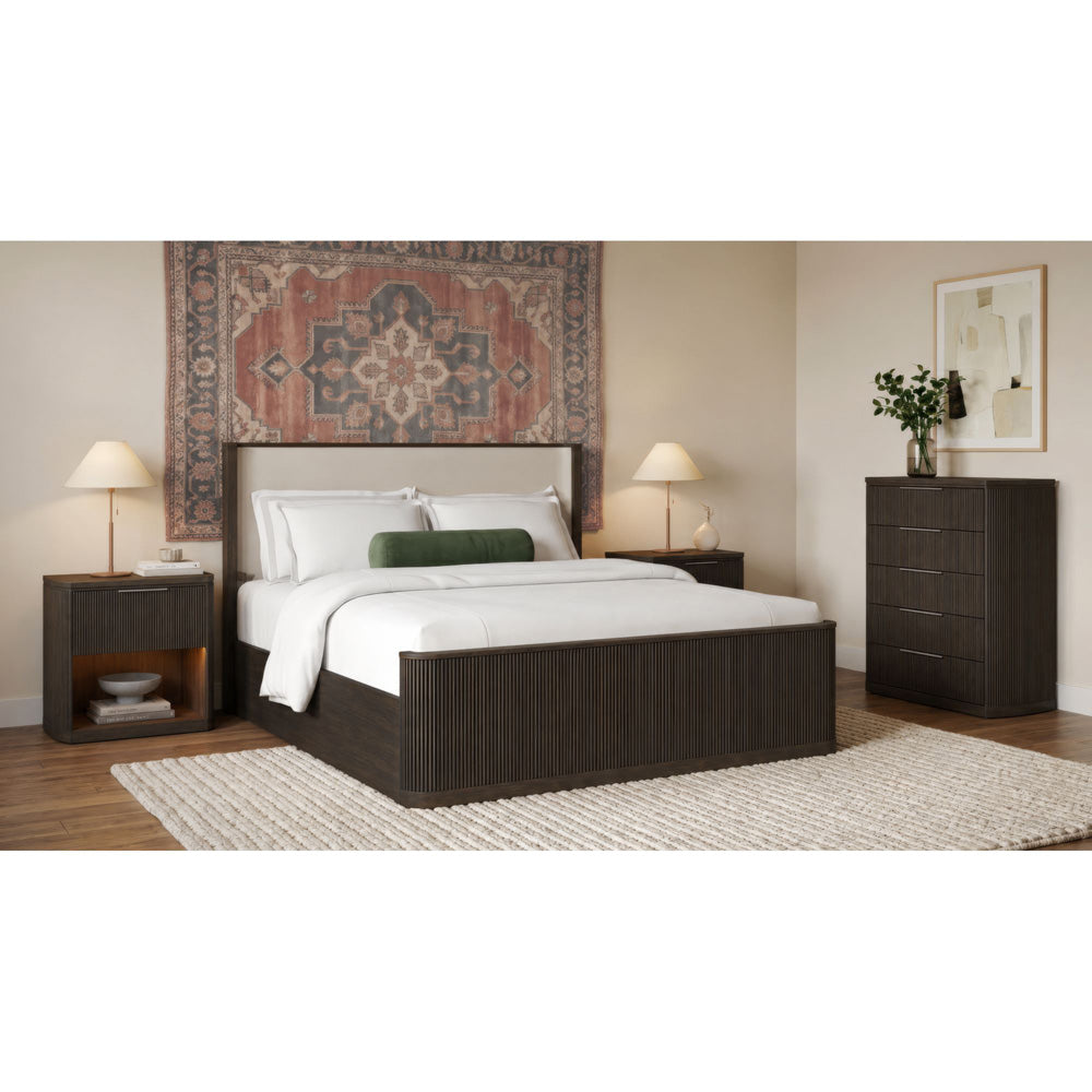 Picket House Furnishings - Sutton Queen Uph 4PC Bedroom Set in Dark Brown - B-16000-5-QUB-NSCH view 3