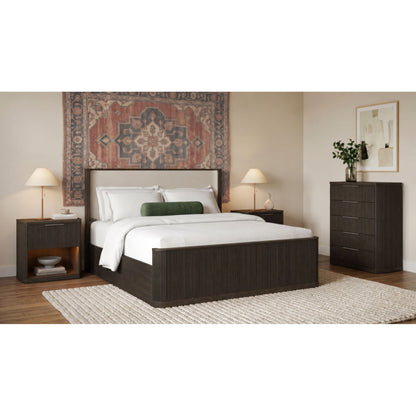 Picket House Furnishings - Sutton Queen Uph 4PC Bedroom Set in Dark Brown - B-16000-5-QUB-NSCH view 3