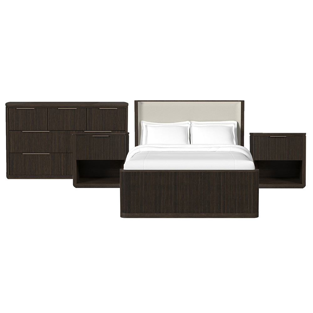 Picket House Furnishings - Sutton Queen Uph 4PC Bedroom Set in Dark Brown - B-16000-5-QUB-NSDR view 1