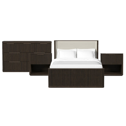 Picket House Furnishings - Sutton Queen Uph 4PC Bedroom Set in Dark Brown - B-16000-5-QUB-NSDR view 1