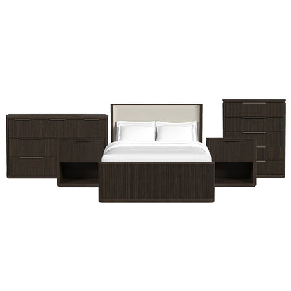 Picket House Furnishings - Sutton Queen Uph 5PC Bedroom Set in Dark Brown - B-16000-5-QUB-NSDRC view 1