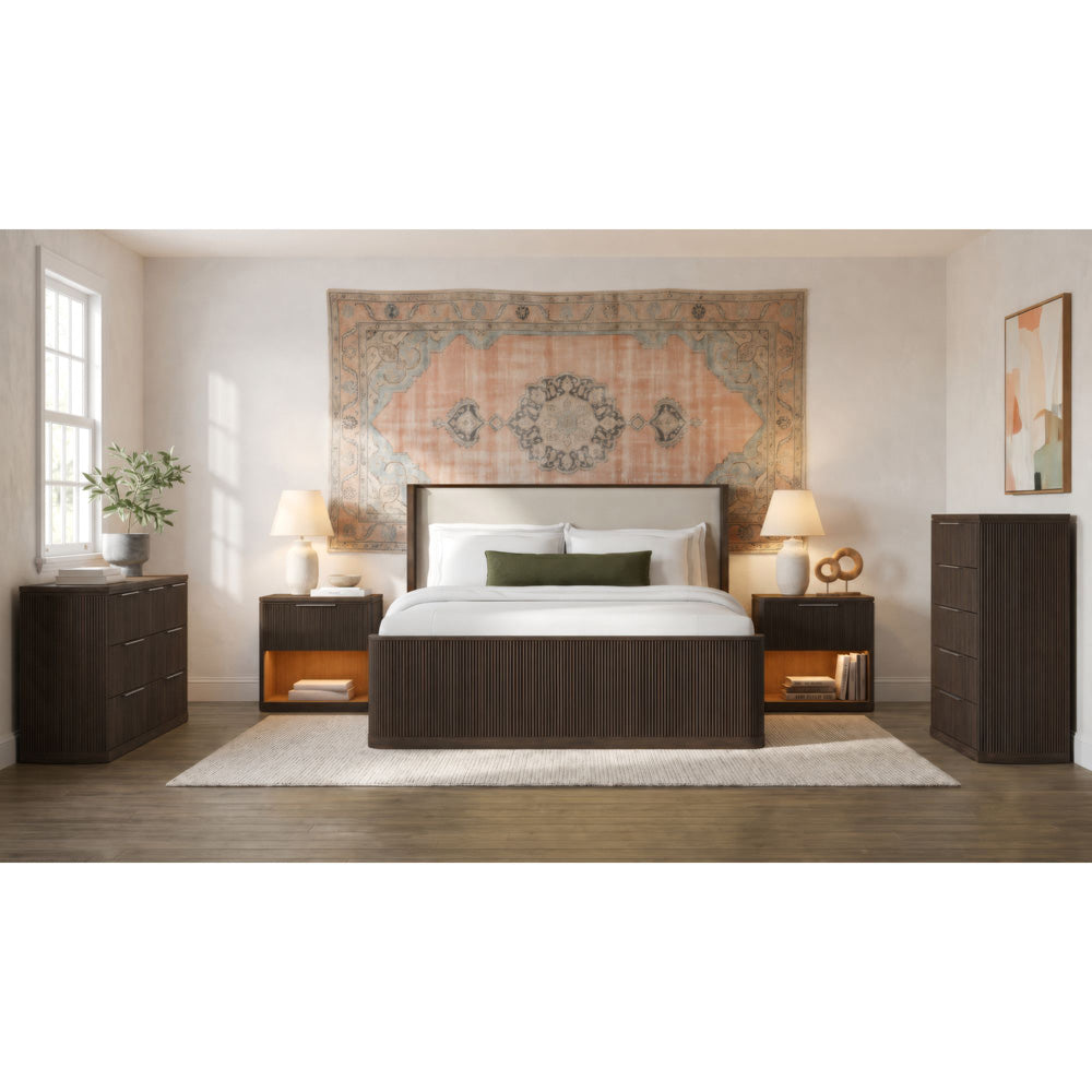 Picket House Furnishings - Sutton Queen Uph 5PC Bedroom Set in Dark Brown - B-16000-5-QUB-NSDRC view 3