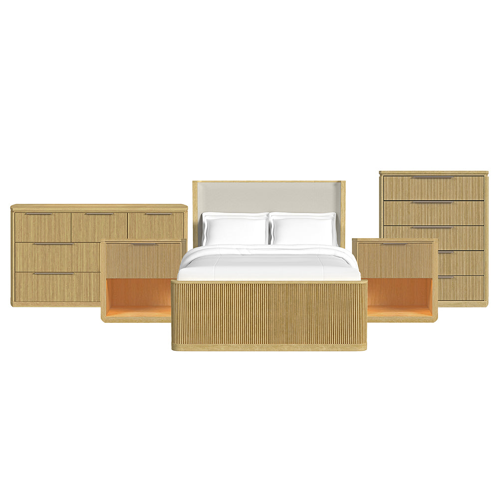 Picket House Furnishings - Sutton Queen Uph 5PC Bedroom Set in Natural - B-16000-6-QUB-NSDRC view 1