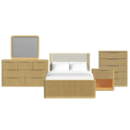 Picket House Furnishings -  Sutton Queen UPH 5PC Bedroom Set with White Fabric in Natural - B-16000-6-QUB-5PC view 1