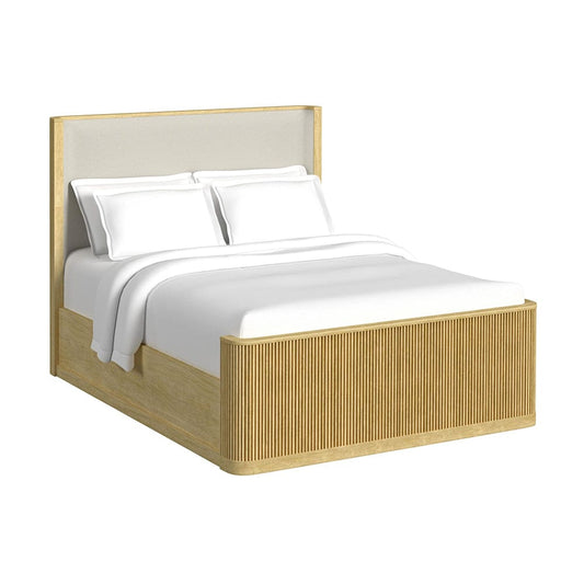 Picket House Furnishings -  Sutton Queen UPH 5PC Bedroom Set with White Fabric in Natural - B-16000-6-QUB-5PC view 2