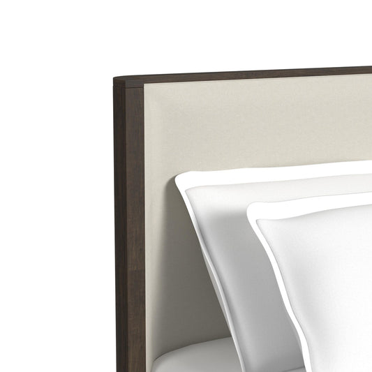 Picket House Furnishings - Sutton Queen UPH Bed with White Fabric in Dark Brown - B-16000-5-QUB view 2
