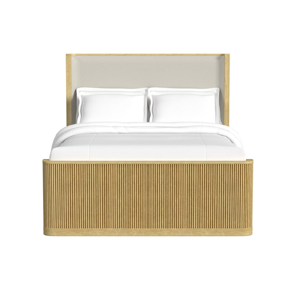 Picket House Furnishings -  Sutton Queen UPH Bed with White Fabric in Natural - B-16000-6-QUB view 2
