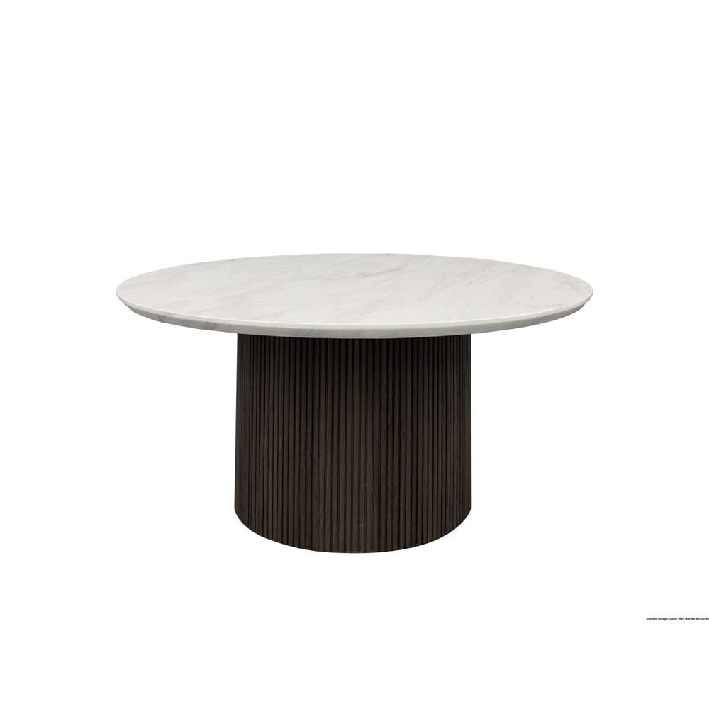 Picket House Furnishings - Sutton Round Coffee Table with White Faux Marble Top and Base in Dark Brown - T-16000-5-RCT view 1