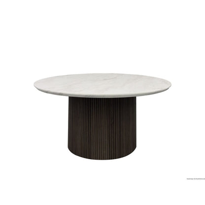 Picket House Furnishings - Sutton Round Coffee Table with White Faux Marble Top and Base in Dark Brown - T-16000-5-RCT view 1