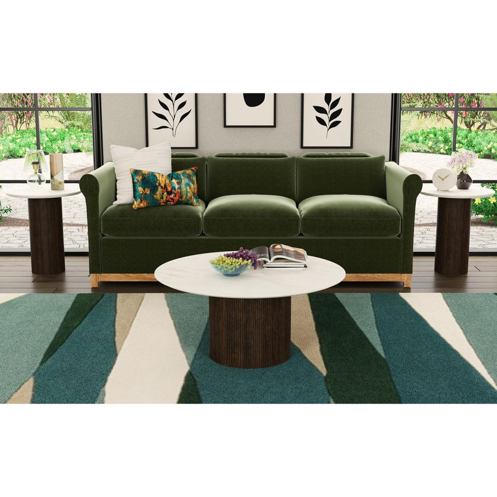Picket House Furnishings - Sutton Round Coffee Table with White Faux Marble Top and Base in Dark Brown - T-16000-5-RCT view 3