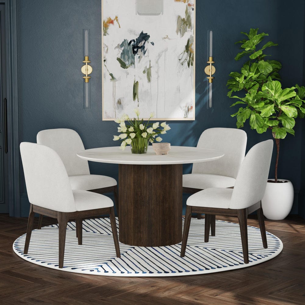 Picket House Furnishings - Sutton Round Dining Table with White Faux Marble Top in Dark Brown - D-16000-5-RDT view 2