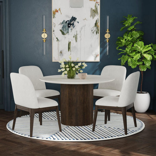 Picket House Furnishings - Sutton Round Dining Table with White Faux Marble Top in Dark Brown - D-16000-5-RDT view 2