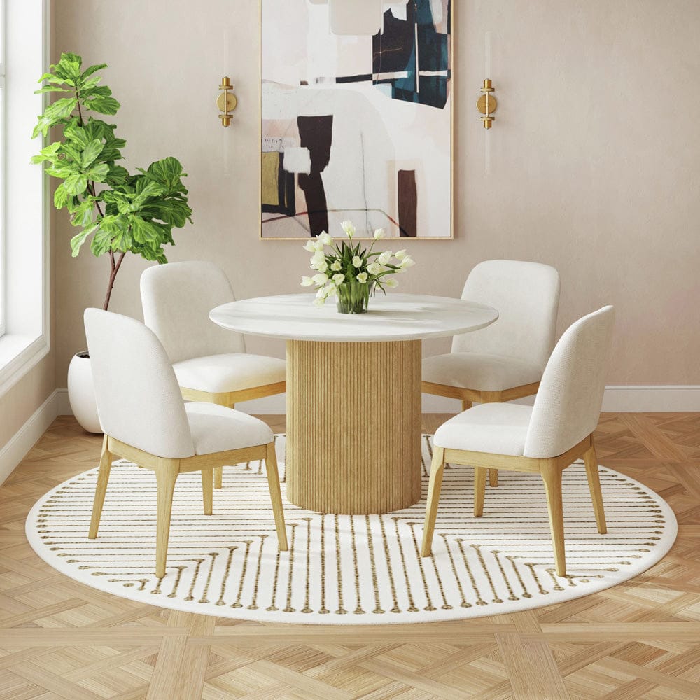 Picket House Furnishings -  Sutton Round Dining Table with White Faux Marble Top in Natural - D-16000-6-RDT view 4