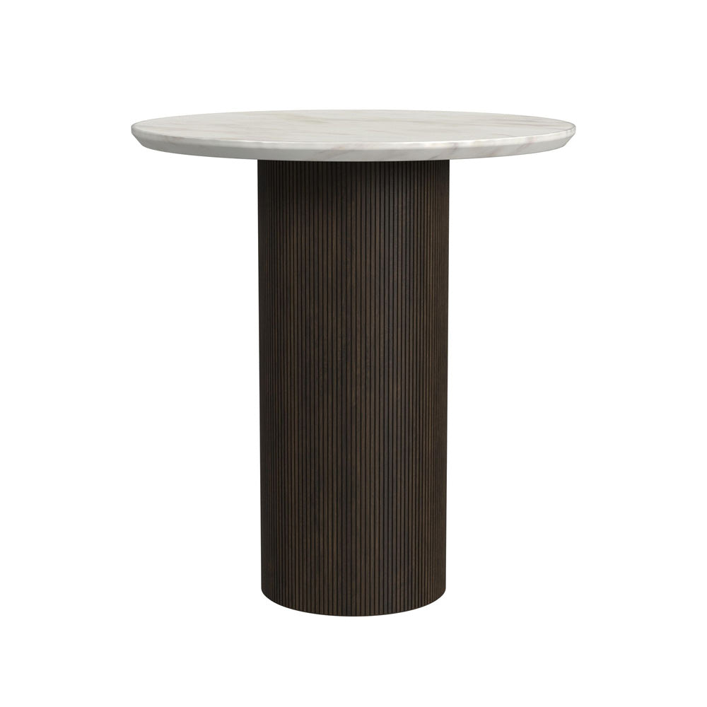 Picket House Furnishings - Sutton Round End Table with White Faux Marble Top and Base in Dark Brown - T-16000-5-RET view 1