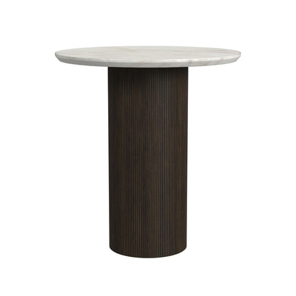 Picket House Furnishings - Sutton Round End Table with White Faux Marble Top and Base in Dark Brown - T-16000-5-RET view 1
