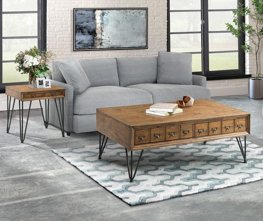 Picket House Furnishings - Tanner 2Pc Occasional Table Set Coffee Table And End Table in Light Walnut - TBN1002PC veiw 1