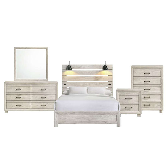 Picket House Furnishings - Tarrant Full with Lights & USB 5PC Bedroom Set in White - B-3460-7-FBL-5PC veiw 1