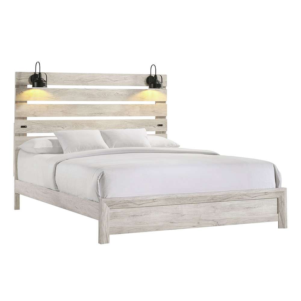 Picket House Furnishings - Tarrant King Bed with Lights & USB in White - B-3460-7-KBL veiw 1
