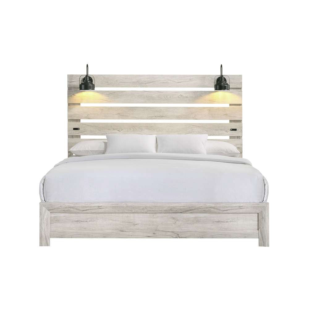 Picket House Furnishings - Tarrant King Bed with Lights & USB in White - B-3460-7-KBL veiw 3