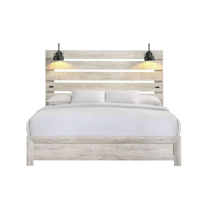 Picket House Furnishings - Tarrant King Bed with Lights & USB in White - B-3460-7-KBL veiw 3