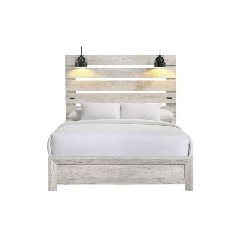 Picket House Furnishings - Tarrant Queen Bed with Lights & USB in White - B-3460-7-QBL veiw 2