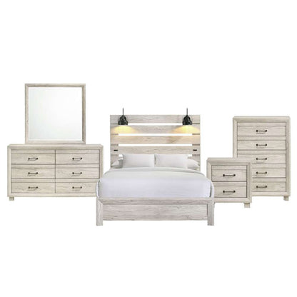 Picket House Furnishings - Tarrant Queen with Lights & USB 5PC Bedroom Set in White - B-3460-7-QBL-5PC veiw 1