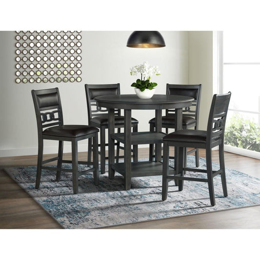 Picket House Furnishings - Taylor Counter Height 5PC Dining Set-Table and Four Faux Leather Side Chairs in Gray - DAH355P5PC veiw 2