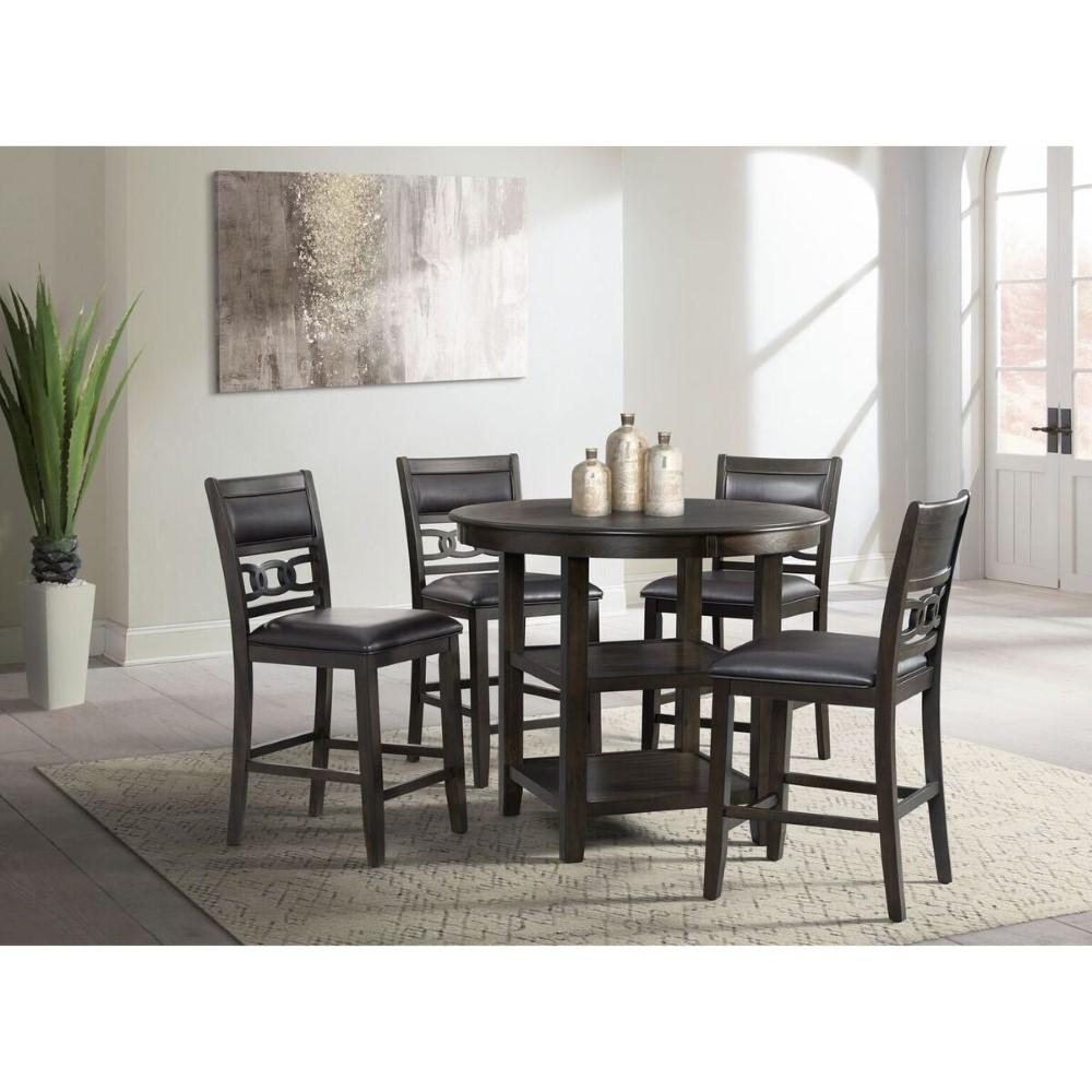 Picket House Furnishings - Taylor Counter Height Faux Leather 5PC Dining Set in Walnut - DAH555PC5PC veiw 1