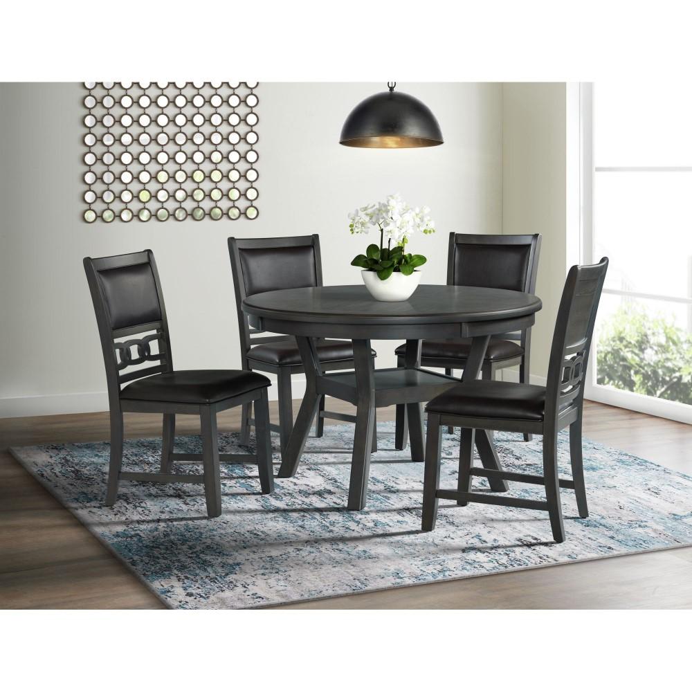 Picket House Furnishings - Taylor Standard Height 5PC Dining Set-Table and Four Faux Leather Side Chairs in Gray - DAH3055PC veiw 2